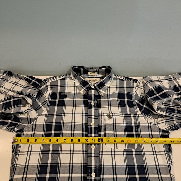 Abercrombie & Fitch Men's Muscle Large Long Sleeve Button Down Plaid Shirt - Picture 10 of 14